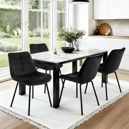 Artiss 4x Dining Chairs Velvet Tufted Kitchen Lounge Cafe Accent Chair Black - Mekamart Australia