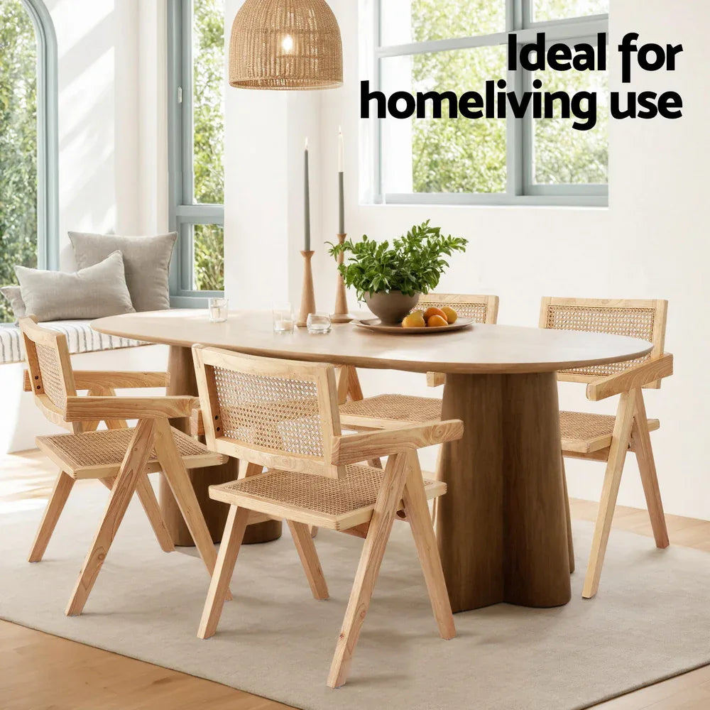 Artiss 1x Dining Chair Wooden Rattan Seat Rubber Wood Frame - Mekamart Australia