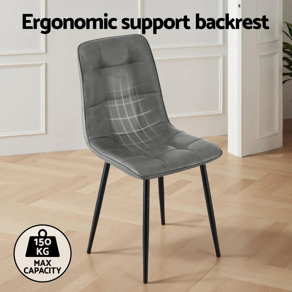 Artiss 4x Dining Chairs Retro PU Leather Kitchen Lounge Cafe Accent Chair Grey - Mekamart Australia