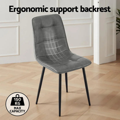 Artiss 4x Dining Chairs Retro PU Leather Kitchen Lounge Cafe Accent Chair Grey - Mekamart Australia