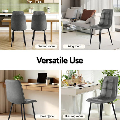 Artiss 4x Dining Chairs Retro PU Leather Kitchen Lounge Cafe Accent Chair Grey - Mekamart Australia