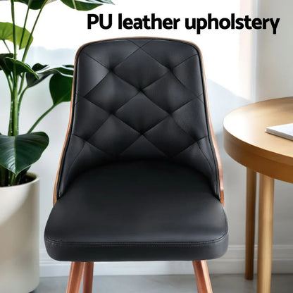 1 Set of 2 Artiss Dining Chairs Black PU - Mekamart Australia