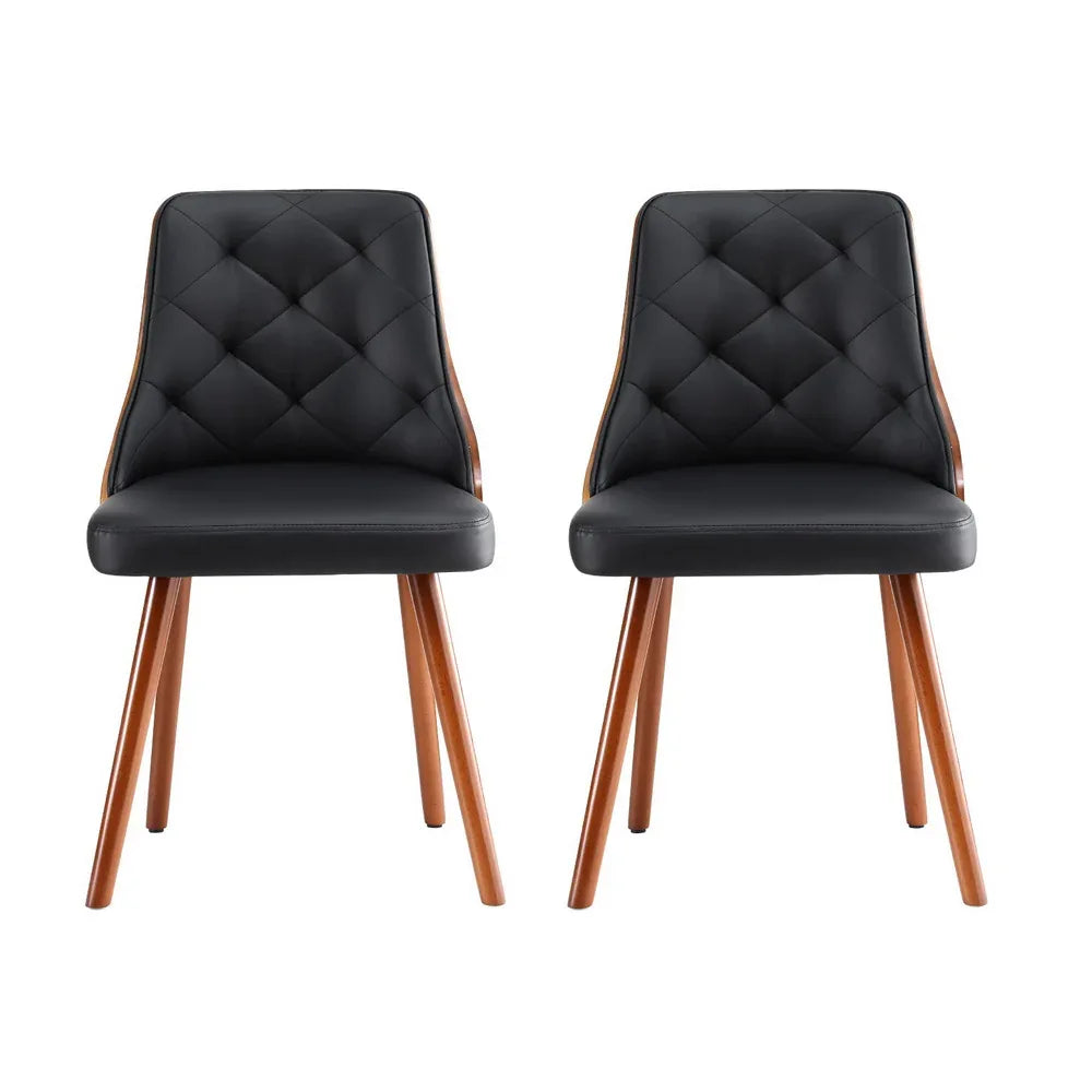 1 Set of 4 Artiss Dining Chairs Black PU - Mekamart Australia