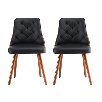 1 Set of 4 Artiss Dining Chairs Black PU - Mekamart Australia