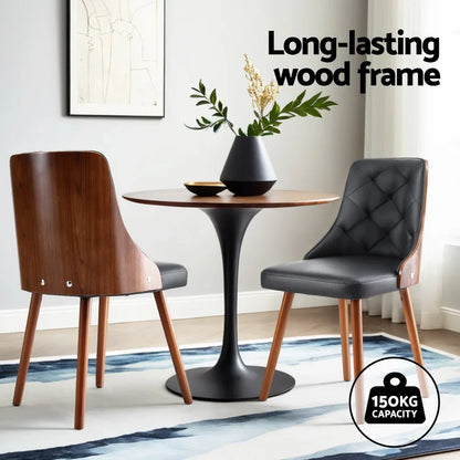 1 Set of 4 Artiss Dining Chairs Black PU - Mekamart Australia