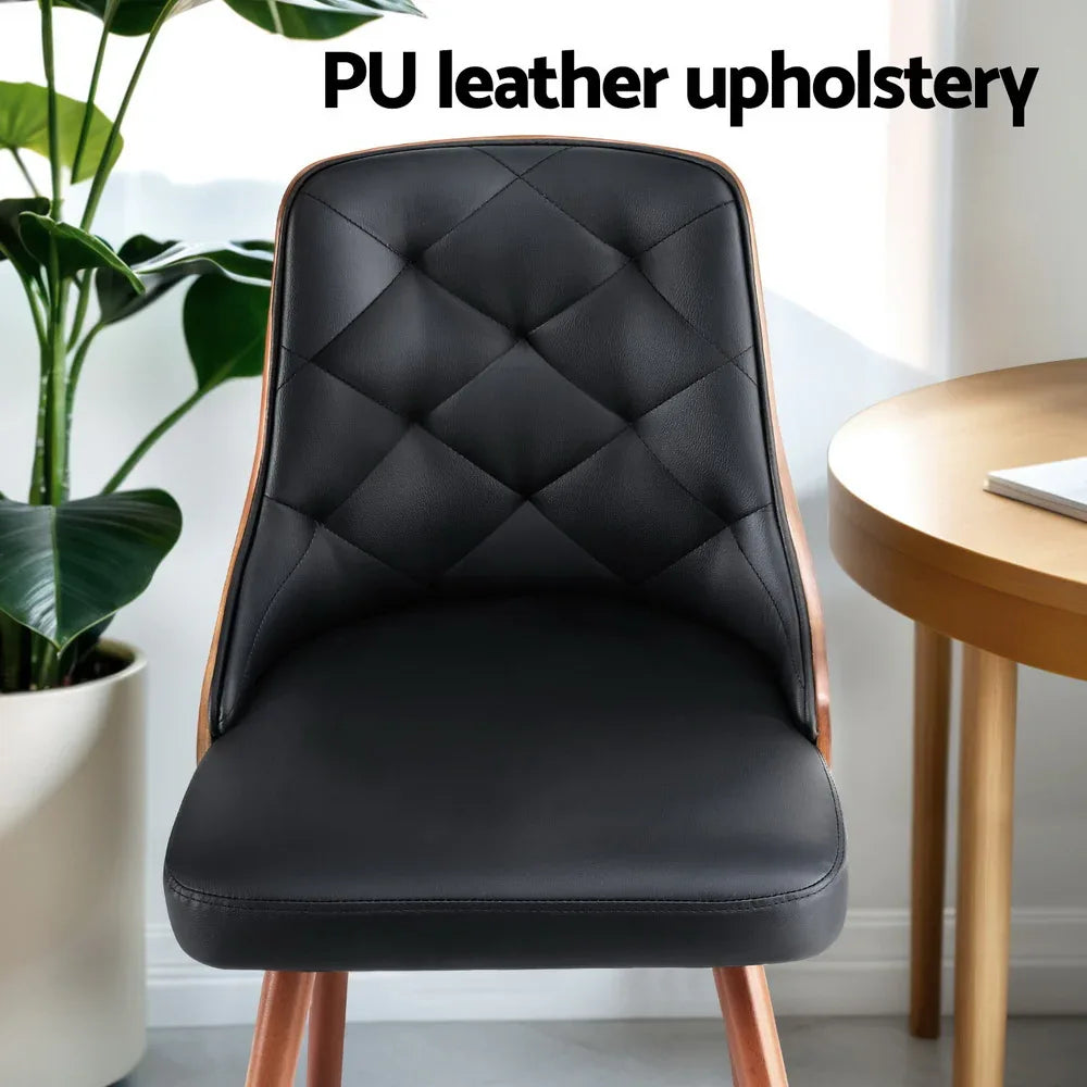 1 Set of 4 Artiss Dining Chairs Black PU - Mekamart Australia