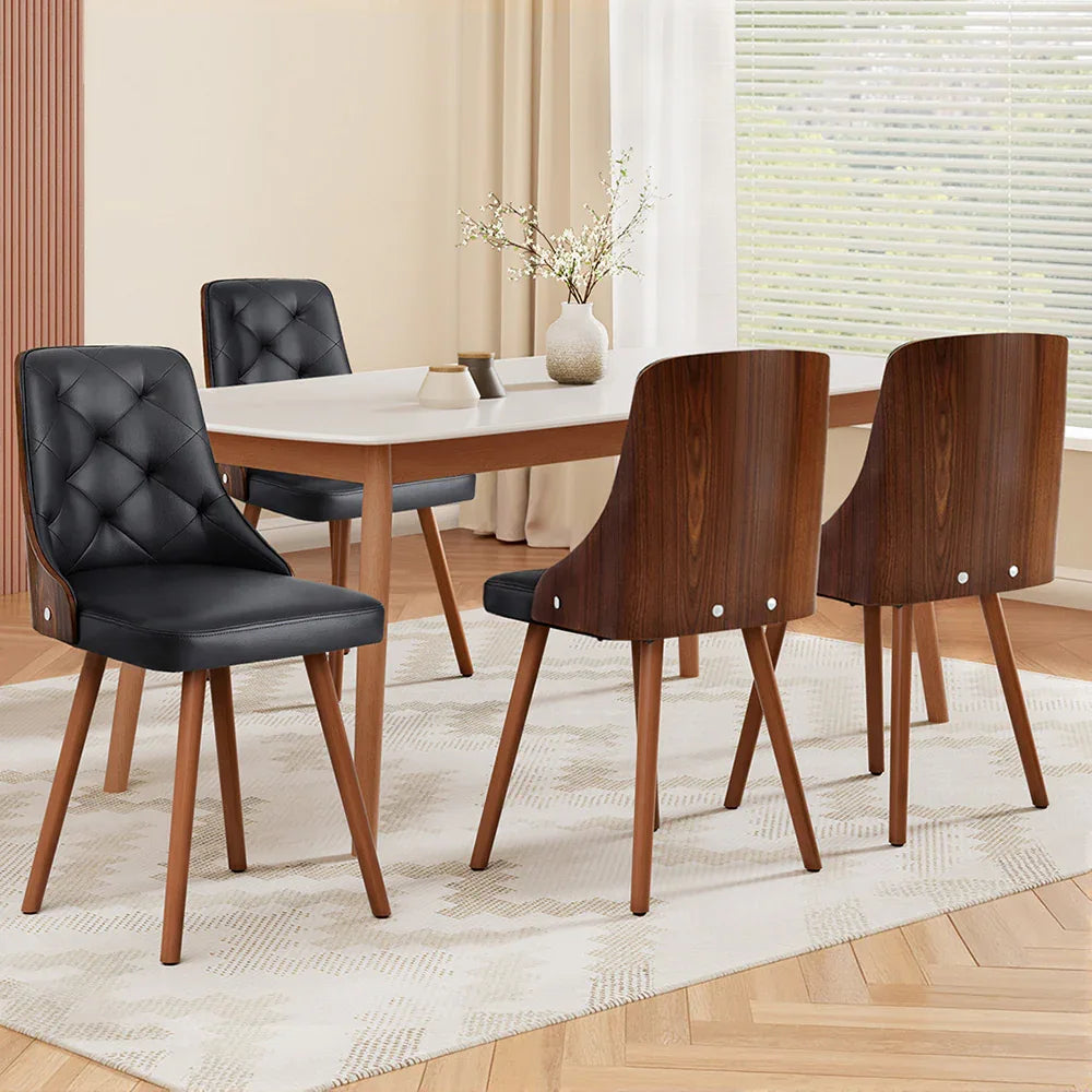1 Set of 4 Artiss Dining Chairs Black PU - Mekamart Australia