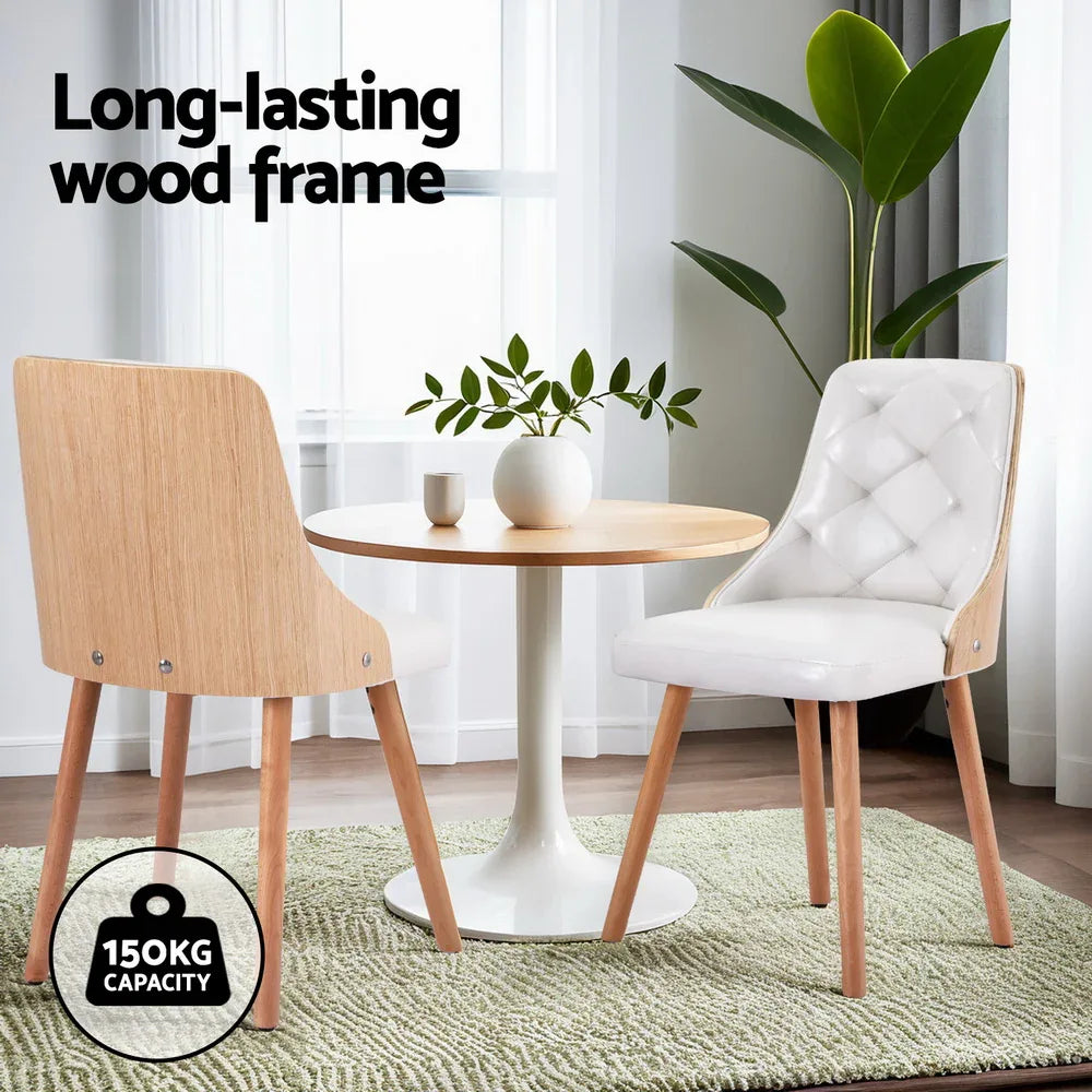 1 Set of 2 Artiss Dining Chairs White PU - Mekamart Australia