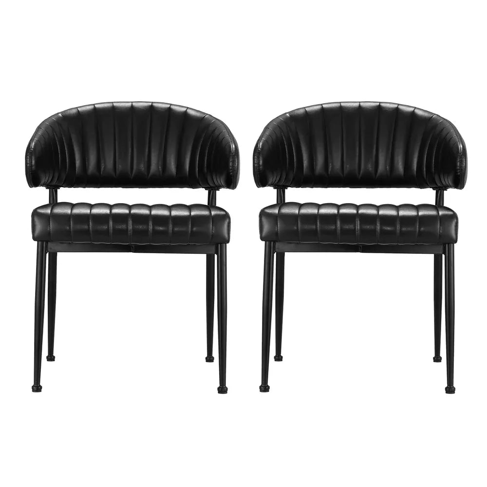Artiss Dining Chairs Set of 2 Leather Hollow Armchair Black - Mekamart Australia
