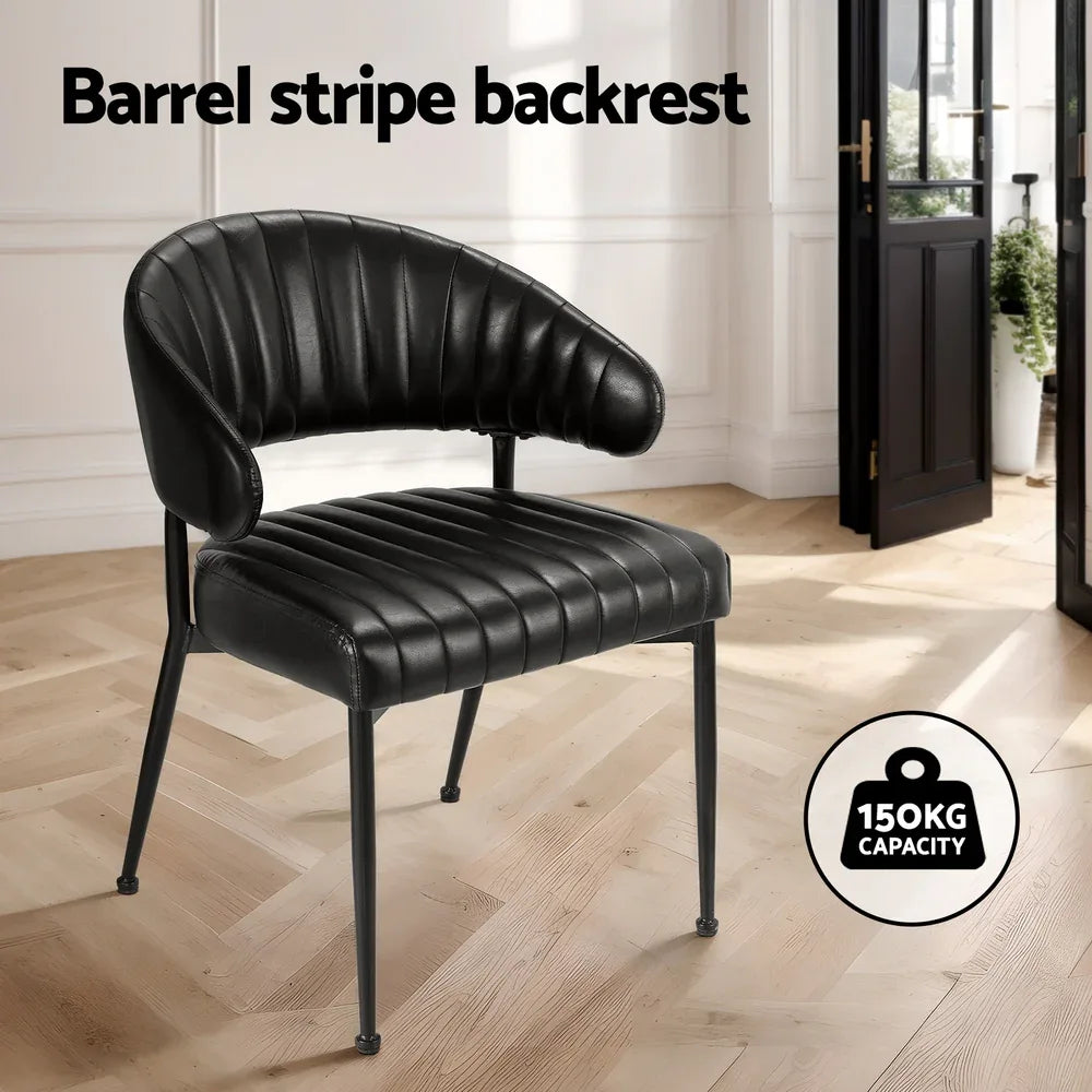 Artiss Dining Chairs Set of 2 Leather Hollow Armchair Black - Mekamart Australia