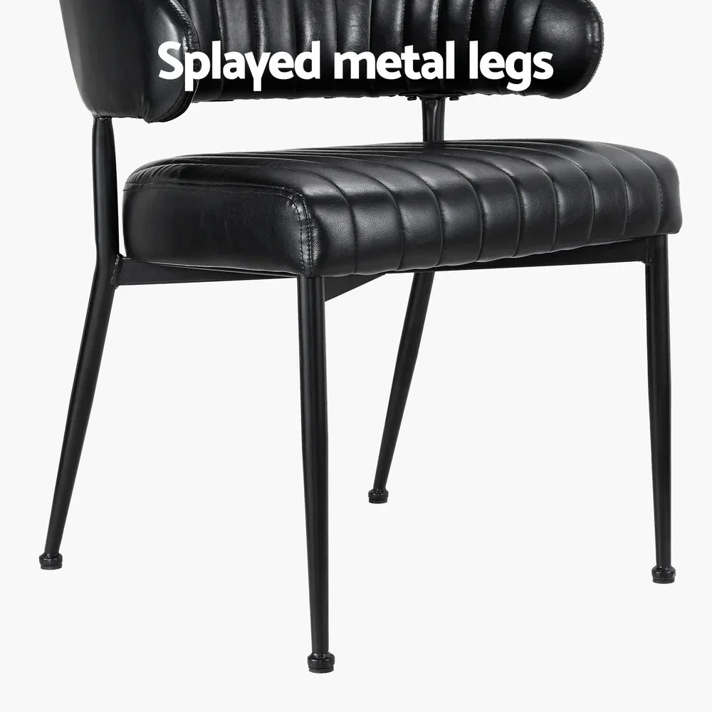 Artiss Dining Chairs Set of 2 Leather Hollow Armchair Black - Mekamart Australia
