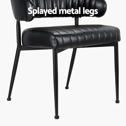 Artiss Dining Chairs Set of 2 Leather Hollow Armchair Black - Mekamart Australia
