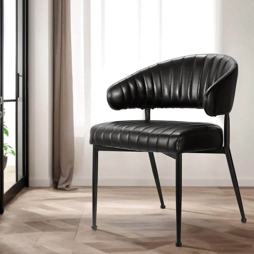 Artiss Dining Chairs Set of 2 Leather Hollow Armchair Black - Mekamart Australia