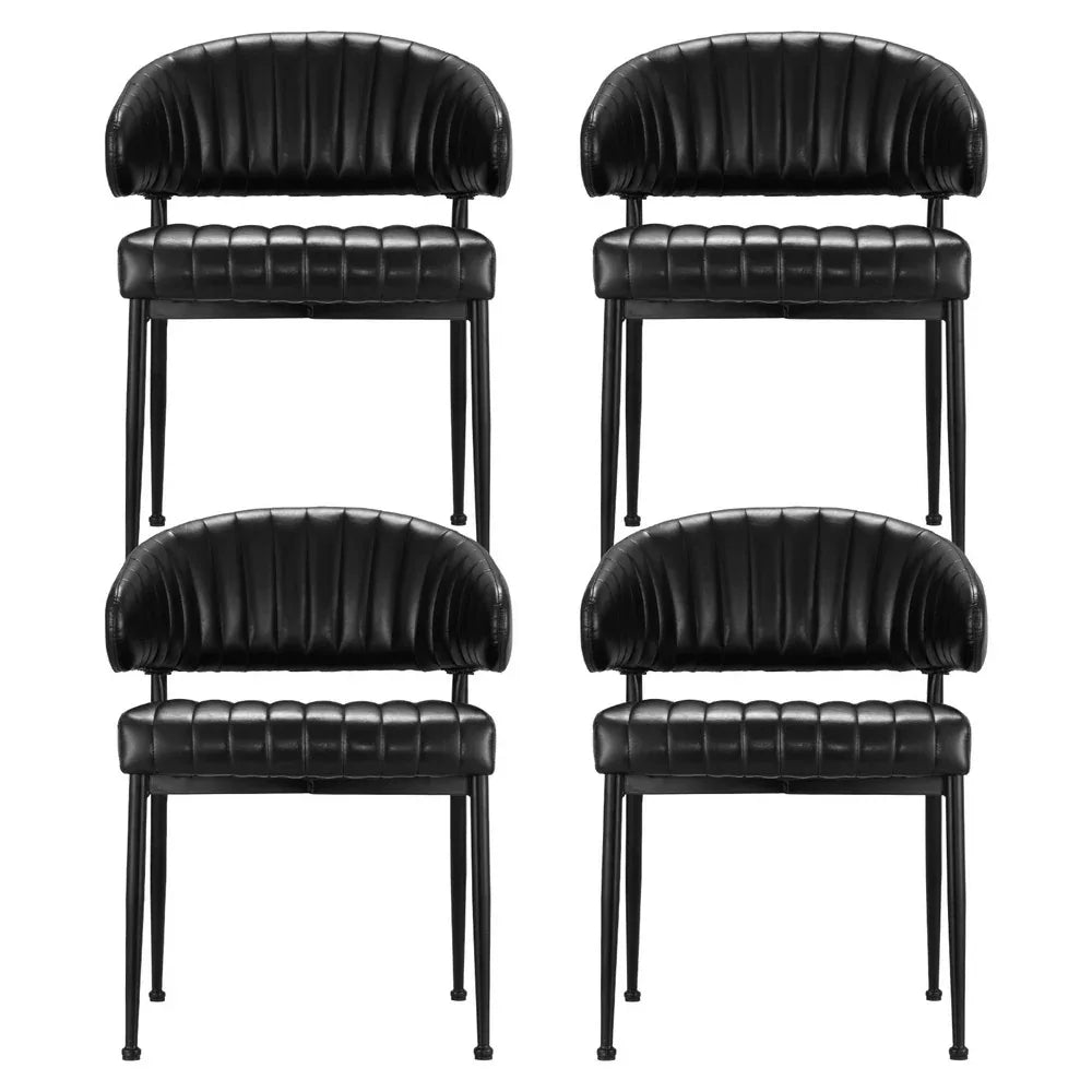 Artiss Dining Chairs Set of 4 Leather Hollow Armchair Black - Mekamart Australia