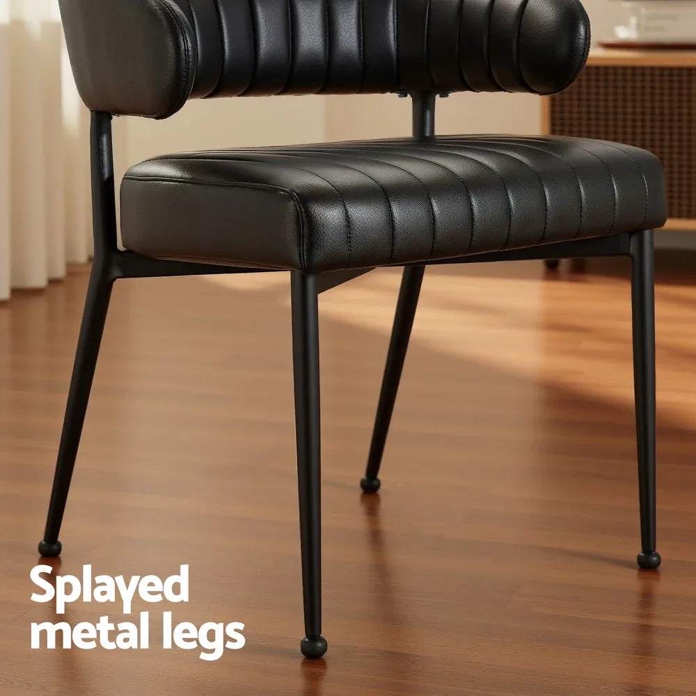 Artiss Dining Chairs Set of 4 Leather Hollow Armchair Black - Mekamart Australia