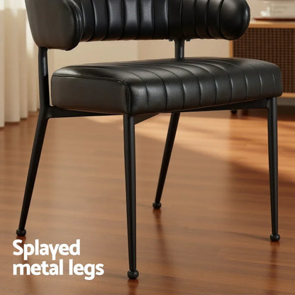Artiss Dining Chairs Set of 4 Leather Hollow Armchair Black - Mekamart Australia