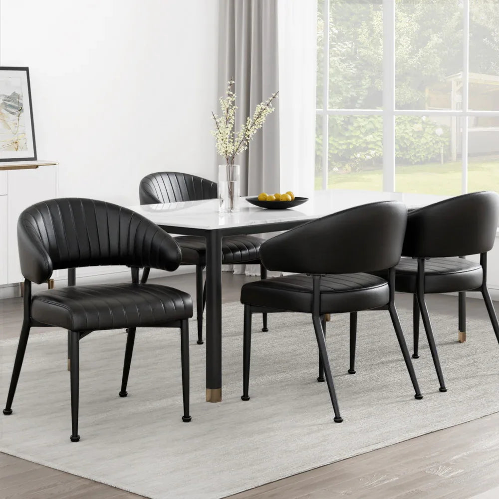 Artiss Dining Chairs Set of 4 Leather Hollow Armchair Black - Mekamart Australia