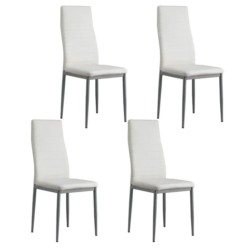 Artiss Dining Chairs Set of 4 Leather Channel Tufted White - Mekamart Australia