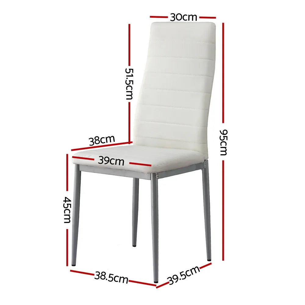Artiss Dining Chairs Set of 4 Leather Channel Tufted White - Mekamart Australia