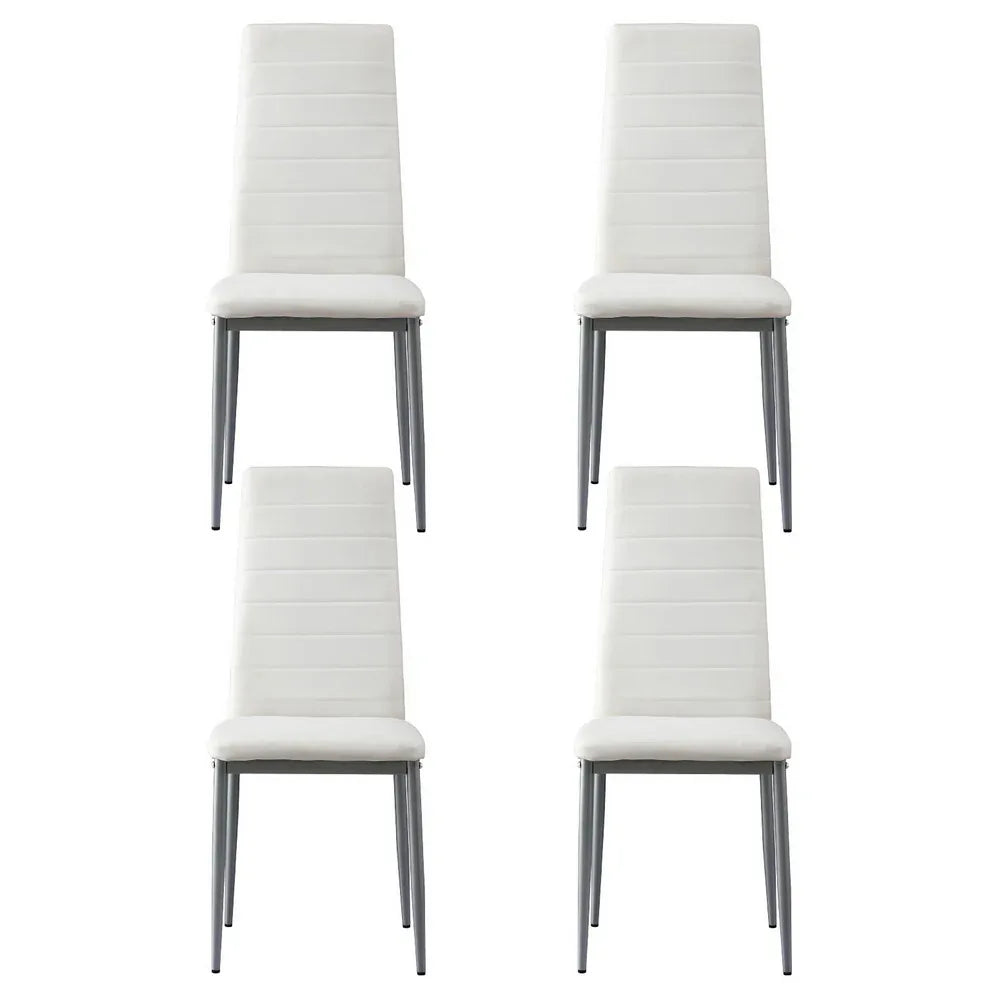 Artiss Dining Chairs Set of 4 Leather Channel Tufted White - Mekamart Australia
