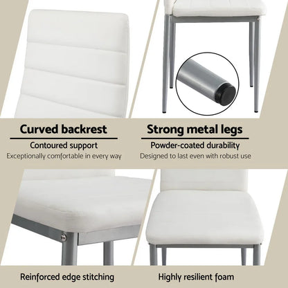 Artiss Dining Chairs Set of 4 Leather Channel Tufted White - Mekamart Australia