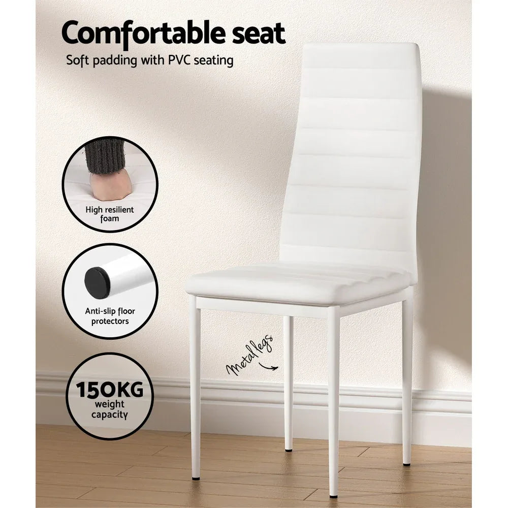 Artiss Dining Chairs and Table Dining Set 4 Chair Set Of 5 White - Mekamart Australia