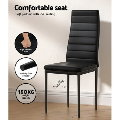 Artiss Dining Chairs and Table Dining Set 6 Chair Set Of 7 Black - Mekamart Australia