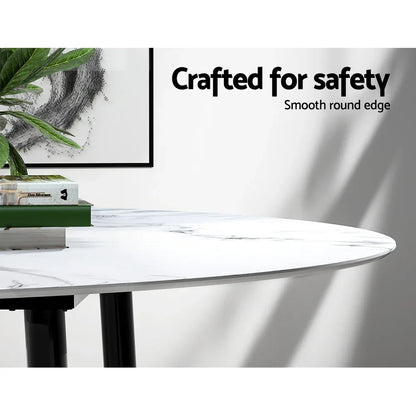 Artiss Dining Table Round Marble Effect 110CM - Mekamart Australia