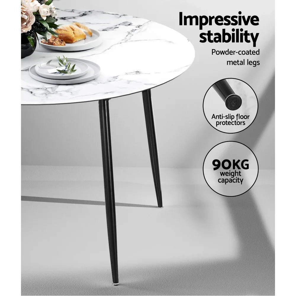 Artiss Dining Table Round Marble Effect 110CM - Mekamart Australia