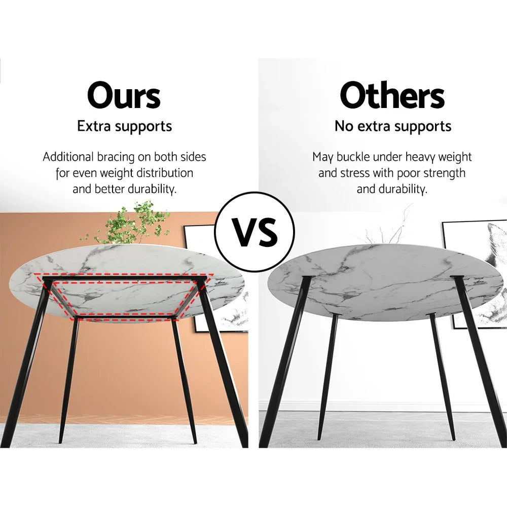 Artiss Dining Table Round Marble Effect 110CM - Mekamart Australia