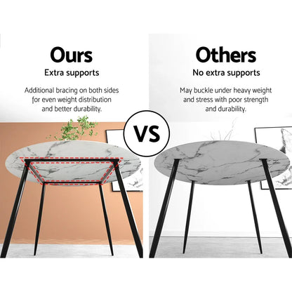Artiss Dining Table Round Marble Effect 110CM - Mekamart Australia