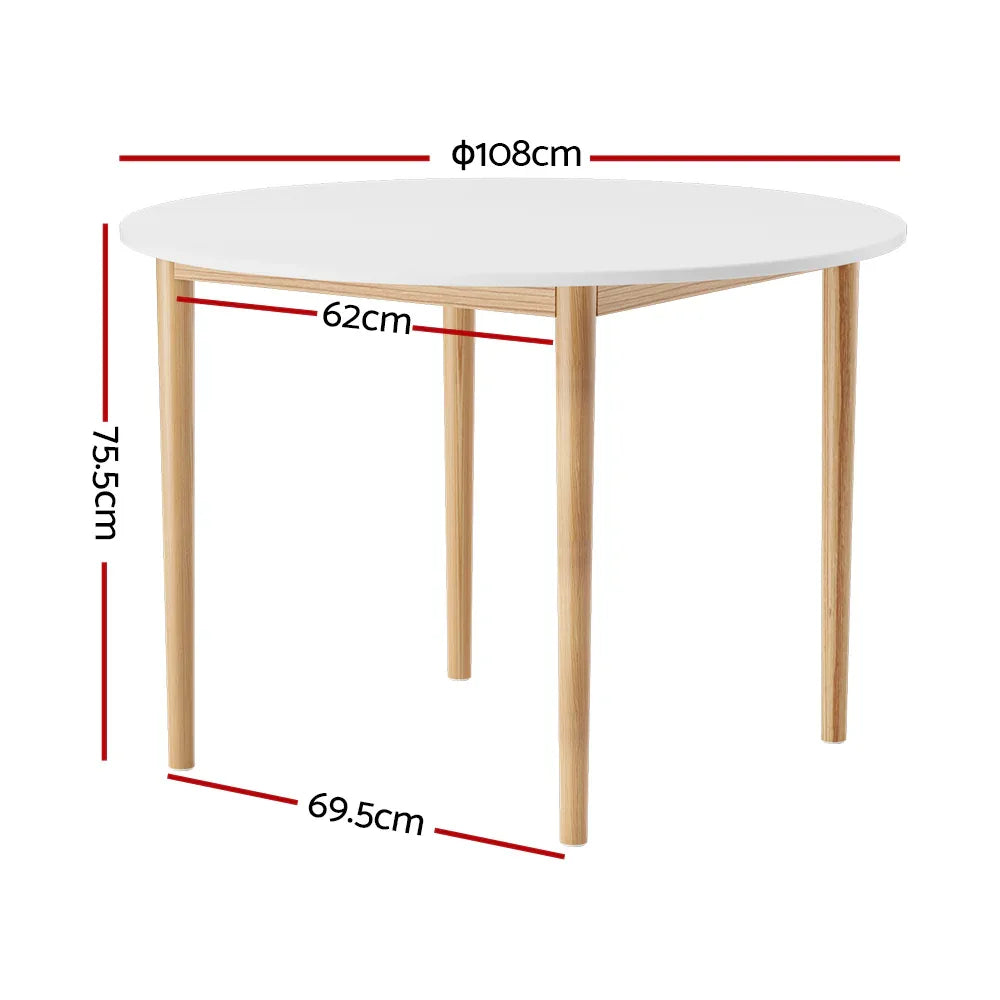 Artiss Dining Table Round White 108CM Diameter Demi - Mekamart Australia