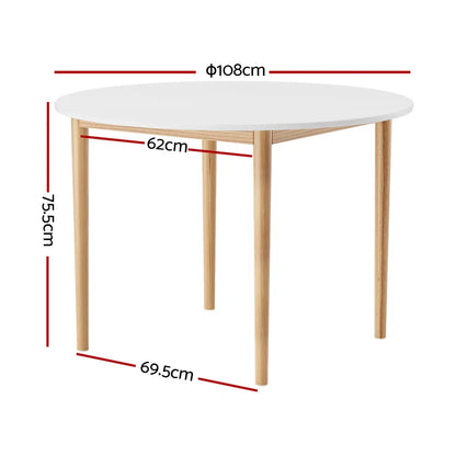 Artiss Dining Table Round White 108CM Diameter Demi - Mekamart Australia