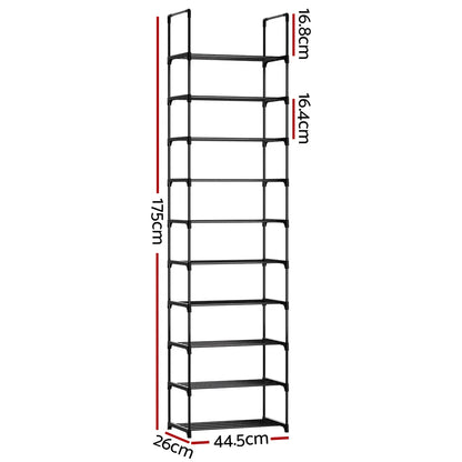 Artiss Shoe Rack DIY Stackable 10-tier Black Dunn - Mekamart Australia