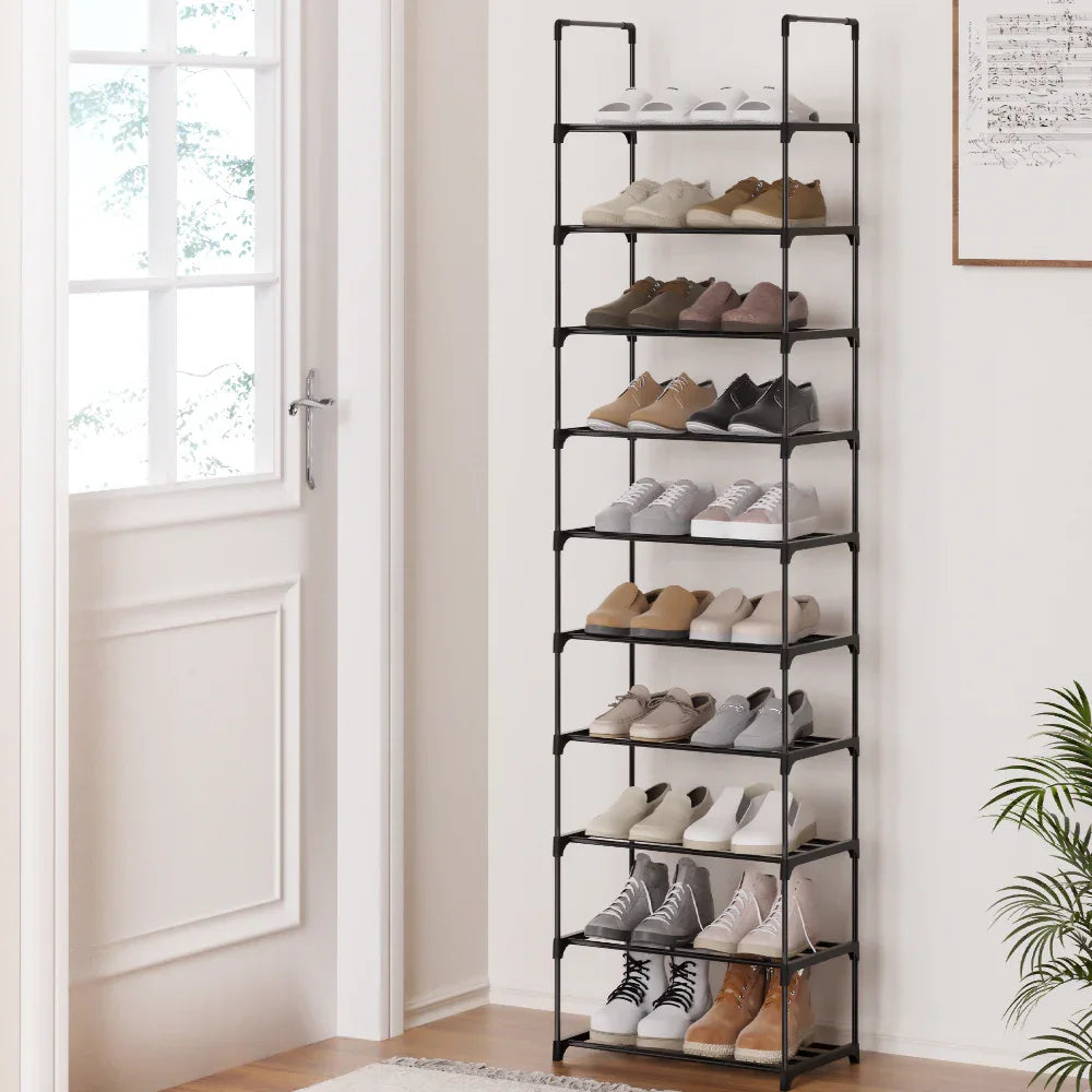 Artiss Shoe Rack DIY Stackable 10-tier Black Dunn - Mekamart Australia