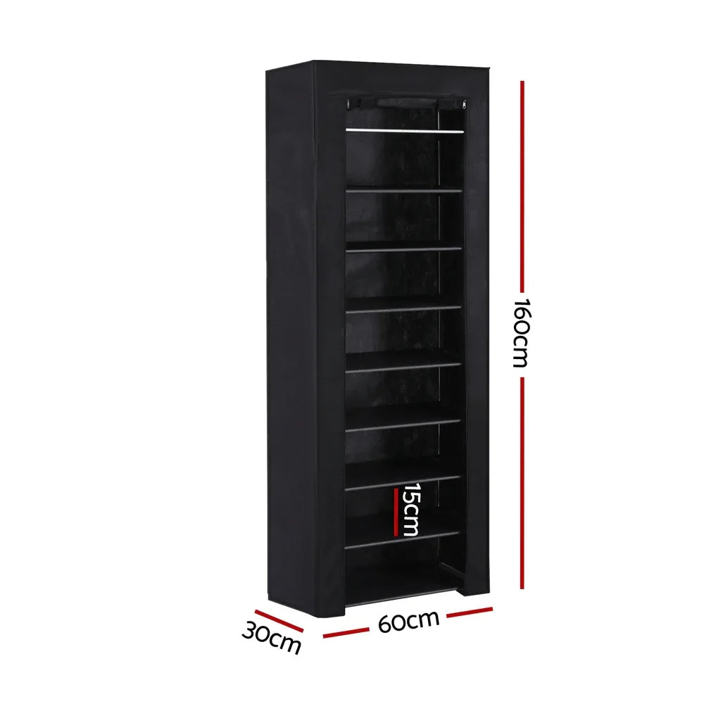 Artiss Shoe Rack Cabinet Removable Cover 10 tier Black - Mekamart Australia