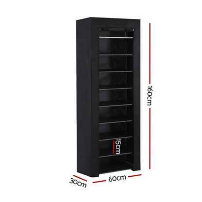 Artiss Shoe Rack Cabinet Removable Cover 10 tier Black - Mekamart Australia