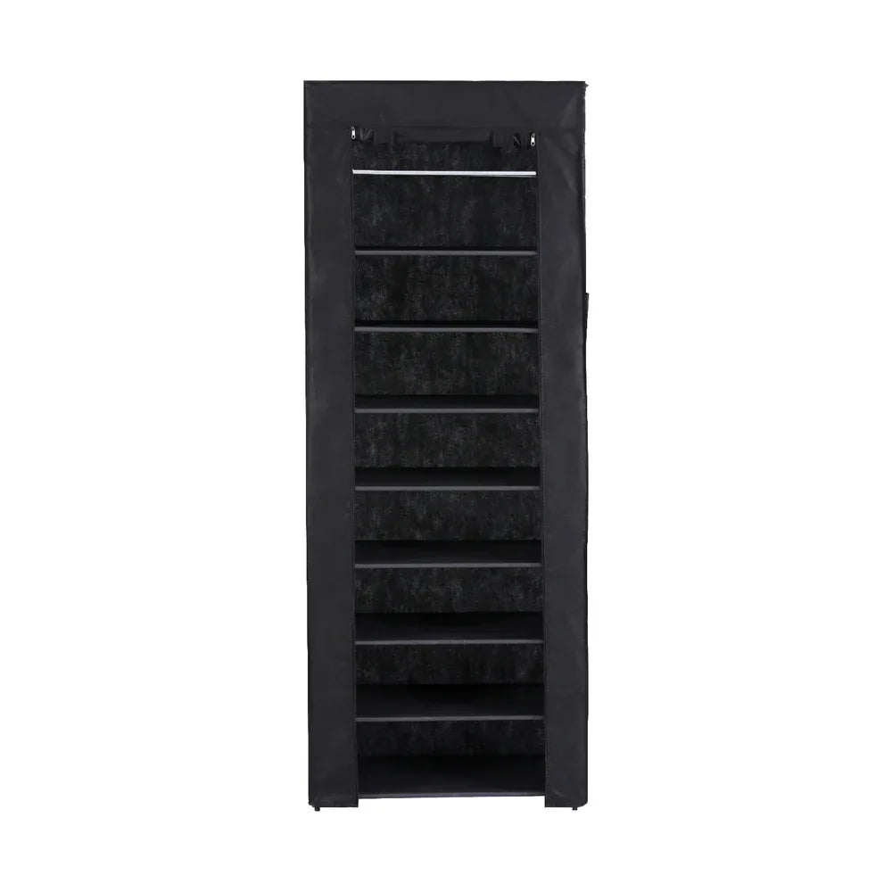 Artiss Shoe Rack Cabinet Removable Cover 10 tier Black - Mekamart Australia