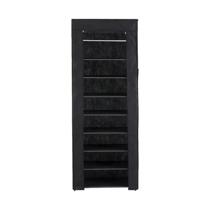 Artiss Shoe Rack Cabinet Removable Cover 10 tier Black - Mekamart Australia