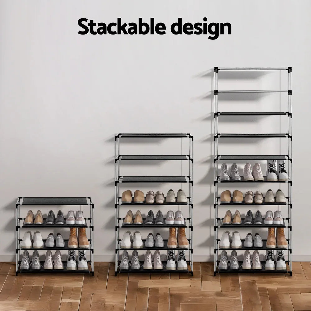 Artiss Shoe Rack Cabinet Removable Cover 10 tier Black - Mekamart Australia