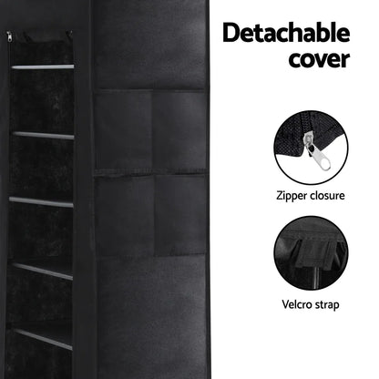 Artiss Shoe Rack Cabinet Removable Cover 10 tier Black - Mekamart Australia
