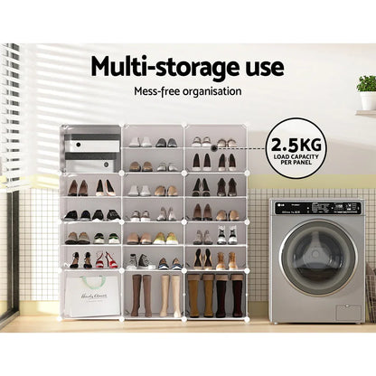 Artiss Shoe Rack DIY 12 Storage Cube Stackable White - Mekamart Australia