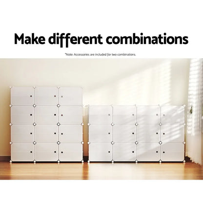 Artiss Shoe Rack DIY 12 Storage Cube Stackable White - Mekamart Australia