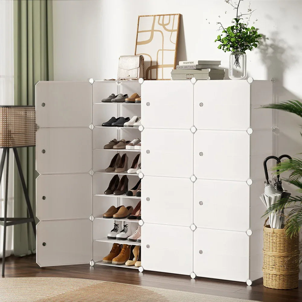 Artiss Shoe Rack DIY 12 Storage Cube Stackable White - Mekamart Australia