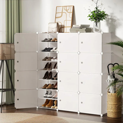 Artiss Shoe Rack DIY 12 Storage Cube Stackable White - Mekamart Australia