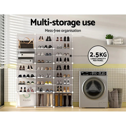 Artiss Shoe Rack Storage Cabinet DIY 15 Storage Cube Stackable White - Mekamart Australia