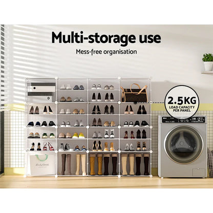 Artiss Shoe Rack DIY 16 Storage Cube Stackable White - Mekamart Australia