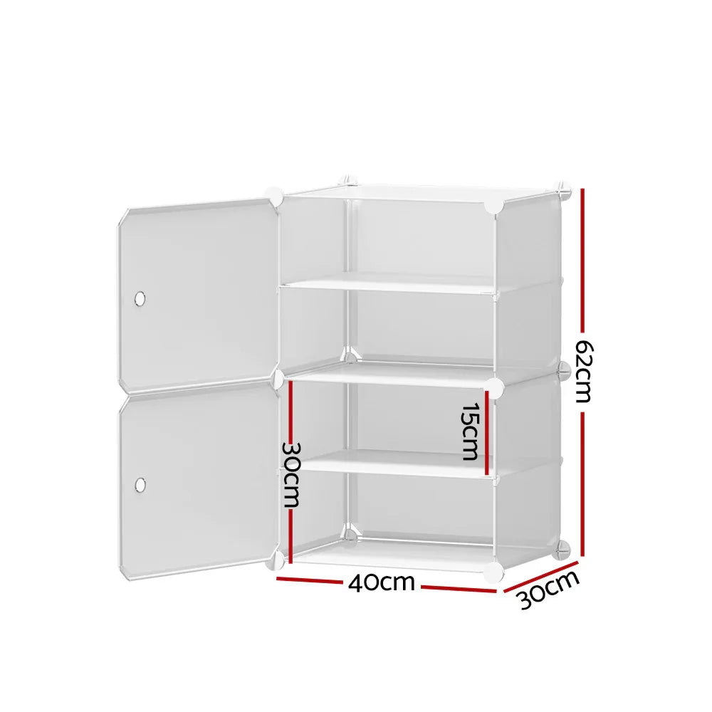 Artiss Shoe Rack DIY Set of 2 Storage Cube Stackable White - Mekamart Australia