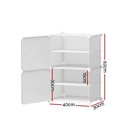Artiss Shoe Rack DIY Set of 2 Storage Cube Stackable White - Mekamart Australia