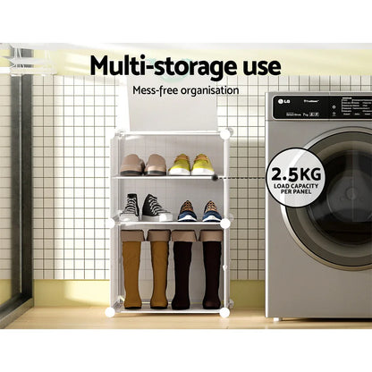 Artiss Shoe Rack DIY Set of 2 Storage Cube Stackable White - Mekamart Australia